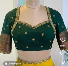 Latest Silk Blouse Designs Pattern, Blouse Neckline Embroidery, Bridal Blouse Front Neck Designs Latest, Front Neck Pattern For Blouse, Dark Green Blouse Designs For Silk Saree, Bridal Blouse Designs Front Neck, Blouse Pattern For Silk Sarees, Back Designs For Blouse Saree Silk, Pattu Blouse Models Latest