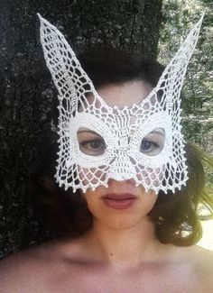 Rabbit Lace Masquerade Mask Crochet Pattern (Costume, Adult, Photo Prop, Dress Up, Party, Halloween, Ball, Fantasy, decorative wall art)\r\n\r\n“The rabbit, a symbol of vitality, sexual desire and fertility, was seen as an attribute of Aphrodite. It was a gi Crochet Masquerade Mask, Crochet Masks, Mask Crochet Pattern, Masquerade Mask Costume, Lace Masquerade Mask, Mask Crochet, Lace Masquerade Masks, Crochet Costumes, Halloween Ball