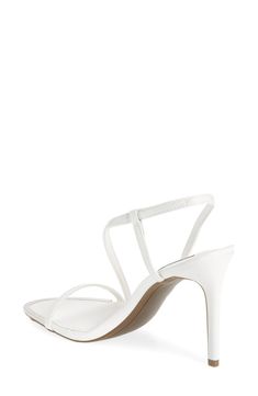 A diagonal strap sweeps across a barely-there sandal set on a towering stiletto heel. 4" heel (size 8.5) Synthetic upper, lining and sole Imported Stiletto Sandals, Sandal Women, Stiletto Heel, Stiletto Heels, Womens Sandals, Nordstrom, Size 7, Sandals, Heels