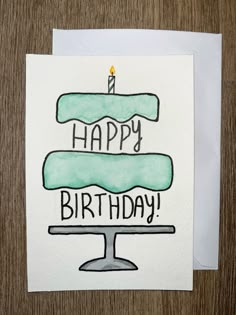 a happy birthday card with a cake on it