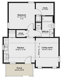 Small House Layout Casita Plans, One Bedroom House Plans, Adu Ideas, 1 Bedroom House Plans, Granny Pods, Small Cottage House Plans, Small Floor Plans