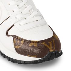 LOUIS VUITTON® - Run Away Sneaker - White Luxury White High-top Sneakers With Air Cushioning, Luxury Dynamic White Sneakers, Luxury Custom Sneakers With Contrast Sole For Running, Louis Vuitton Women, Jean Material, Louis Vuitton Official, Color Dorado, Monogram, Louis Vuitton