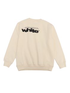 TYPE GRAPHIC CREWNECK OFF WHITE - BLACKComposition: 100% COTTON RIB DETAILS 2% ELASTANE 98% COTTON Oversized White Sweatshirt With Logo Print, White Logo Print Sweater For Fall, White Logo Print Sweater For Winter, Winter White Logo Print Sweater, White Sweater With Logo Print For Winter, Winter White Sweater With Logo Print, Cream Crew Neck Sweatshirt With Logo Print, White Cotton Sweater With Logo Print, White Logo Print Sweatshirt With Relaxed Fit