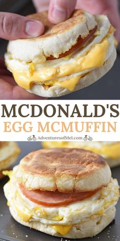 an egg mcmuffin sandwich with bacon and cheese