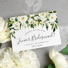 Alabaster Floral Be My Junior Bridesmaid Card Bridesmaid Card, Be My Bridesmaid Cards, Bridesmaid Cards, Will You Be My Bridesmaid, Junior Bridesmaid, Be My Bridesmaid, Created By, Floral