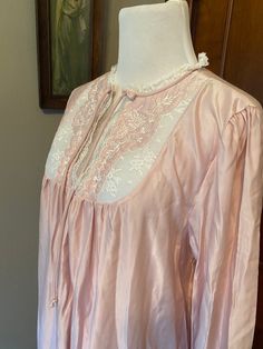 Vtg Repose long sleeve satin nightgown, cuddle soft, silky, warm, victorian, soft pink size M union, USA Gorgeous silky nightgown with cuddlesoft flannel inside. Victorian style, high quilted neck, lace ruffle trim No holes or stains Pit to pit: 19" Length: 54" Please note: items are in vintage/used condition and are being sold as-is. Please study the photos carefully and ask questions before purchasing. Additional measurements and/or photos are always available upon request. Thanks! Spring Satin Nightgown For Wedding Night, Spring Wedding Night Satin Nightgown, Pink Satin Nightgown For Pajama Party, Long Sleeve Satin Sleepwear For Spring, Satin Long Sleeve Nightgown For Loungewear, Long Sleeve Nightgown For Spring Bedtime, Spring Long Sleeve Nightgown For Bedtime, Long Sleeve Satin Sleepwear, Cream Long Sleeve Nightgown For Loungewear