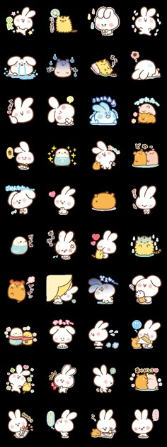 cartoon character stickers with different expressions and shapes, including the faces of various animals