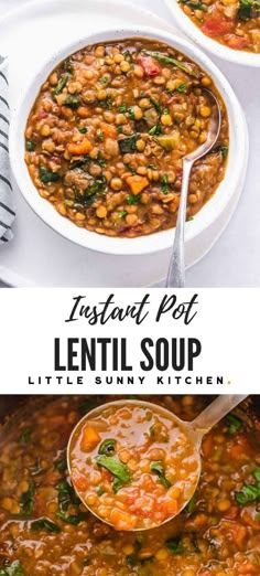 instant pot lentil soup with spinach and carrots