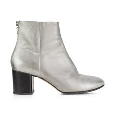 Rag & Bone Ankle Boots - Women's 38.5 - Fashionably Yours Silver Heeled Boots With Round Toe For Fall, Silver Ankle-high Heeled Boots For Fall, Silver Ankle Boot Heeled Boots For Fall, Silver Ankle Heeled Boots For Fall, Metallic Ankle Boots For Formal Occasions, Silver Ankle Boots With Reinforced Heel, Silver Leather Heeled Boots For Formal Occasions, Formal Silver Leather Heeled Boots, Silver Boots With Medium Width For Fall