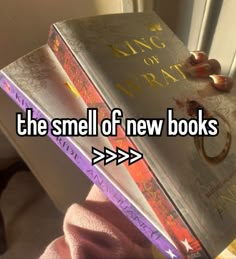 the smell of new books is an arrow pointing to it's right side,