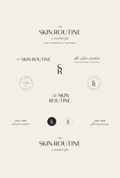 the skin routine logo is shown in black and white, with different types of logos