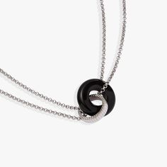 Add a bit of artful elegance to your everyday look with this Black Onyx Textured Necklace. It features a genuine Black Onyx donut charm linked to a textured metal ring, on a gold or silver stainless steel textured chain that can be adjusted from 20” to 22”. Wear this piece alone, or layered with other charm necklaces to create a look that’s all your own. Stainless Steel Texture, Marble Necklace, How To Clean Metal, Cross Bracelet, Charm Bangle, Metal Ring, Adjustable Necklace, Jewelry Cleaner, Black Marble