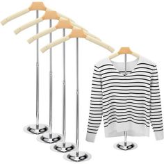 Adjustable And Flexible: Our T Shirt Display Rack Has A Height Of Approximately 16 Inches/ 41 Centimeters To 27.9 Inches/71 Centimeters, And Comes With An Adult Hanger Of 15 Inches, Making It Easy For You To Hang T Shirts, Shirts, And Other Clothes; You Can Adjust The Height Of The Rack According To Your Height And Needs, Which Is Convenient And Flexible, Giving You A Happy And Comfortable Mood Beige Coat Stand: You Will Get 4 Pieces Of Portable Display Rack For Vendors In This Package, Mainly D Clothing Display Rack, Adjustable Clothing, T Shirt Display, Coat Hanger Stand, T-shirt Display, Jacket Hanger, Shoulder Stand, Clothing Display, Portable Display