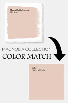 the magnolia collection color match is shown with an arrow pointing to it's left side