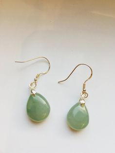 Jade Teardrop Earrings.Green Teardrop Earrings.Silver Teardrop Earrings.Simple Green Jade Jewelry.Ja Hypoallergenic Jade Drop Earrings, Hypoallergenic Green Teardrop Jewelry, Nickel-free Teardrop Jade Jewelry, Handmade Green Teardrop Earrings, Green Teardrop Drop Earrings For Jewelry Making, Green Teardrop Drop Earrings Nickel Free, Green Nickel-free Teardrop Drop Earrings, Jade Drop Earrings With Ear Wire, Green Nickel-free Teardrop Earrings