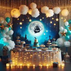 Como Organizar uma Festa de Aniversário com o Tema Peter Pan Peter Pan Wedding Theme, Peter Pan Party Food, Neverland Decorations, Neverland Baby Shower Ideas, Peter Pan Decorations, Peter Pan Party Decorations, Peter Pan Baby Shower Ideas, Peter Pan Themed Party, Peter Pan Birthday Party Ideas