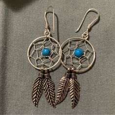 Dreamcatcher Earrings In Sterling Silver With Turquoise Stone Dreamcatcher Earrings, Dream Catcher Earrings, Dream Catchers, Earrings Color, Turquoise Stone, Dream Catcher, Jewelry Earrings, Womens Sizes, Women Jewelry