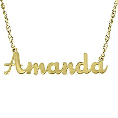 This name plate necklace may be personalized with 1 name (up to 10 letters). Only the first letter will be capitalized, one name per necklace. The diamond-cut cable chain is adjustable from 16 to 18 inches and secures with a lobster clasp. Name Plate Necklace, Jewelry Name, Jared The Galleria Of Jewelry, Nameplate Necklace, Plate Necklace, Name Plate, Diamond Cut, First Names, Cable Chain