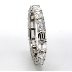 Ninacci 18K White Gold Emerald Cut Diamond Eternity Band - 3.10 Carat Total Diamond Weight - Size 5.0 Emerald Cut Diamond Eternity Band, Emerald Cut Eternity Band, Diamond Birthstone, Diamond Eternity Band, Emerald Cut Diamond, Step Cut, Jewelry Brand, Eternity Band Diamond, Diamond Eternity