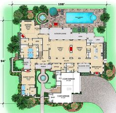 this is an artist's rendering of the floor plan for a luxury home in palm beach