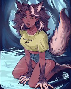 Toni Renea Art, Monster High Oc Hybrid, Werewolf Woman Art, Female Werewolf Oc, Werewolf Girl Oc, Werewolf Oc Female, Werewolf Oc Girl, Black Werewolf Art, Werewolf Girl Aesthetic