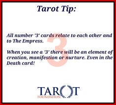 tarot tip all number 3 cards related to each other and to the empress