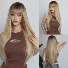 Note: This is not real human hair, but human hair like wigs made by High Temperature Silk! Features: 1, The wigs for women human hair are made of high temperature silk which is similar to human hair, but not human hair. No chemical, high quality and can be used for a very long-term time. 2, The wigs for women have adjustment lace front wig caps can be adjusted to different head sizes, it can fit most people. 3, Wigs for women can provide the most natural look from all angles. It's comfortable en Long Straight Bob, Half Up Half Down Short Hair, Blonde Human Hair Wig, Gold Wigs, Hair Long Straight, Straight Bob Wig, Human Hair Wigs Blonde, Blonde Wigs, Straight Bob