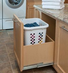 Crown Point Cabinetry, Traditional Laundry Room, Laundry Room Organization Storage, Hidden Laundry, Desain Pantry