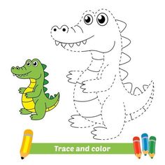 cartoon crocodile to be colored, the coloring book for preschool kids with easy gaming level