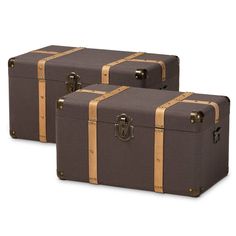 three brown suitcases sitting next to each other