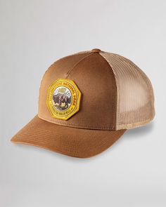 Experience the beauty our beloved national parks with our five-panel cap featuring a unique and iconic national park emblem. Breathable mesh panels and an adjustable snap back make this hat a comfortable and stylish choice for any outdoor adventure! National Park Trucker Hats: Material: Polyester & cotton. One size fits all. Care: Spot clean. Pendleton is proud to support the National Park Foundation, the official charity of America's national parks. More than $1.3 million has been contributed so far thanks to customers like you. Check out our Facebook Photos for fun and inspirational ideas on decorating any space! Don't forget to follow and like our page while you're there. Trucker Snapback Hat With Curved Bill For Travel, Trucker Snapback Hat For Travel, Snapback Trucker Hat For Travel, Camping Trucker Hat With Logo Patch, Logo Patch Trucker Hat For Camping, Brown Trucker Baseball Cap For Camping, Brown Trucker Hat With Logo Patch For Outdoor, Trucker Style Brown Baseball Cap For Camping, Brown Trucker Hat For Camping