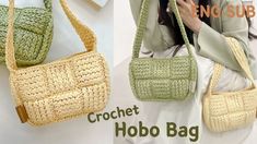 the crochet hobo bag is designed to look like a purse