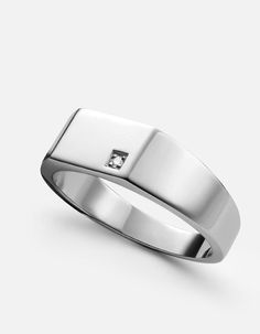 Geo Signet Diamond, Sterling Silver | Men's Rings | Miansai Ring Reference, Diamond Pinky Ring, Ring For Boyfriend, Everyday Carry Bag, Rectangular Prism, Top Engagement Rings, Pinky Rings, Three Dimensional Shapes, Edgy Jewelry