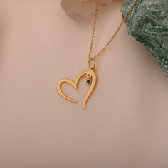 "It is also known as the \"stone of legends\". Since ancient times, it has been seen as a symbol of seriousness, devotion and loyalty. Therefore, it is used as an indicator of attachment, trust, and honesty. Our heart necklace, crowned with 14K solid gold birthstones, is suitable for daily use. You can choose and buy it with the stone of your birth month. It is a nice gift option for yourself, your lover, your friend or your mother. The birthstone of those born in September is Sapphire. 🔸🔸 Our 14k Gold Heart-shaped Jewelry For May Birthstone, Sterling Silver Birthstone Necklace Tarnish Resistant For Anniversary, Symbolic Jewelry With Heart Charm For Anniversary, 14k Gold Heart Necklace Tarnish Resistant For Gift, Sterling Silver Tarnish-resistant Birthstone Necklace For Anniversary, Symbolic Heart Charm Jewelry For Anniversary, Anniversary Sterling Silver Tarnish-resistant Birthstone Necklace, 14k Gold Tarnish-resistant Heart Necklace Gift, Symbolic May Birthstone Jewelry As Gift