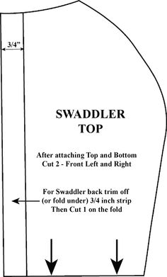 the sewing pattern for swadler top is shown with arrows pointing to each side