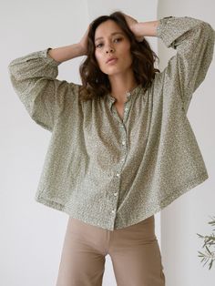 LAUDE the Label Francoise Top - Canyon Floral Leafy Pattern, Manifestation Board, Fashion 101, High Rise Pants, Delicate Details, The 70s, Full Sleeve, The Label, Clothing And Accessories