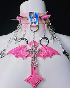 Oc Accessories Ideas, Corset Piercing, Dark Kawaii, Angel Halo, Unusual Clothes, Rave Babe, Cross Choker, Concept Clothing, Weird Fashion