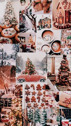 a collage of christmas pictures with gingerbreads, cookies and other holiday treats