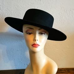 Beautiful Gigi Pip Bolero Classic Hat 22 Inch Circumference 3.5 Bim 3.5 Crown New Black Winter Top Hat For Rodeo, Modern Black Hats For Spring, Black Top Hat With Flat Crown For Kentucky Derby, Black Top Hat For Kentucky Derby With Flat Crown, Bolero Hat Outfit, Black Flat Crown Fedora For Kentucky Derby, Chic Black Fedora With Flat Crown, Black Flat Crown Hat For Spring, Modern Black Hat With Flat Brim