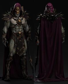 two renderings of the same character in an upcoming video game, with different armor and hair