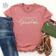 Top Rated Only The Best Mums Get Promoted To Grandma T-Shirt, Grandmother Gift, Nan, Gran, Womens Tops Best Grandma Shirt, Grandma Tshirts Ideas, Homemade Grandma Gifts, Promoted To Grandma, Colour Guide, Grandma Shirts, Grandmother Gifts, Grandma Gifts, Fabric Softener