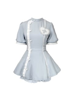 Nile Perch Fashion, Twirl Pose, Ruffle Trim Shorts, Nurse Dress, Nurse Outfit, Puff Sleeves Dress, Brooch Dress, Transparent Fabric, Nurse Hat