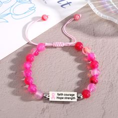 Material: Mixed Material Fashion Element: English Letters Style: Personality Adjustable Rose Red Bracelet For Gift, Adjustable Rose Red Bracelet Perfect For Gifts, Adjustable Rose Red Bracelets As Gift, Adjustable Rose Red Bracelet As Gift, Adjustable Pink Gemstone Beaded Bracelets, Spiritual Pink Friendship Bracelets With Round Beads, Spiritual Pink Round Beads Friendship Bracelets, Pink Casual Bracelets For Mother's Day, Casual Pink Bracelets For Mother's Day