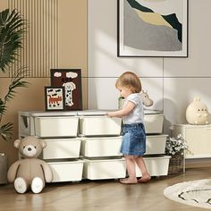 Space can be precious, and this minimalistic design from Qaba allows homes with limited extra room for furniture to accommodate them. The large removable bins will make items easy to access, so when a kid can't find something, they can search the boxes without having to stick their hand in the back of the drawer where they can't see. These containers are made for simplicity, storage, and a smooth, cleanable surface. Size: 9 drawers.  Color: White. Dresser Legs, Rustic Style Home, Kids Storage Units, Youth Furniture, Toy Organizer, White Dresser, Plastic Bins, Bedroom Dressers, Bedroom Nursery