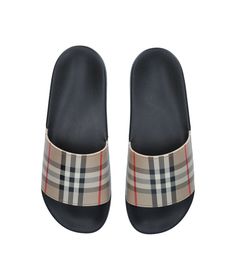 Find BURBERRY Check Slides on Editorialist. A poolside staple, the rubber slide gets an instantly recognisable update courtesy of Burberry. The moulded sole offers long-wearing comfort for endless summer days, while the label's iconic check print adorns the upper in a mock canvas finish. Burberry Slides, Burberry Print, Leather Slides, Endless Summer, Slide Slipper, Harrods, Summer Days, The Label, Burberry