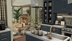 French Organic Decor, Sims Farmhouse Interior, Sims 4 Farmhouse Interior, Bloxburg Realistic Kitchen, Bloxburg House Ideas Realistic