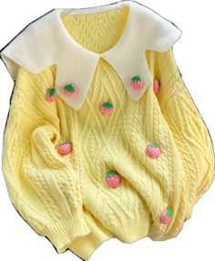 Cute Knitted Acrylic Tops, Cute Fall Sweater With Knitting Details, Cute Long Sleeve Knitted Top, Cute Yellow Long Sleeve Sweater, Cute Yellow Sweater For Fall, Cute Yellow Fall Sweater, Cute Knitted Tops For Winter, Winter Yellow Knit Top, Yellow Knit Top For Winter