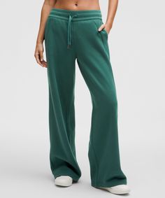 Serious About Softness. These Sweatpants Are All About Plush, Fleecy Fabric And Pair Perfectly With Our Scuba Sweatshirts. Designed For Casual. Sits Away From Body, Hip To Hem:31" Inseam, Intended To Skim The Floor For Heights Of 55"-58". Front Pockets With Interior Card Sleeve. Wear The Drawcord Out Or Hide It Inside For A Flat Waistband. | Scuba Mid-Rise Wide-Leg Pant Regular Scuba Sweatshirt, Lululemon Scuba, Tank Top Dress, Christmas 2024, Womens Sweatpants, Fleece Fabric, Long Tops, Short Pants, Short Tops