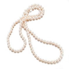 Gump's Signature 7.5mm Baroque White Akoya Rope Necklace Classic Long Pearl Necklace With Pendant, Formal Long Single Strand Pearl Necklace, Classic Long Pearl Necklace With Charm, Single Strand Long Pearl Necklace, Long Single Strand Pearl Necklace, Formal Baroque Pearl Necklace With Round Beads, Long Single Strand Pearl White Necklace, Classic Long Pearl Necklace, Classic Round Baroque Pearl Necklace