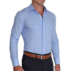 Our signature athletic fit dress shirt crafted from performance stretch fabrics. "The Morrison" Blue and White is an excellent business casual staple that makes a versatile addition to any dress shirt collection. Cross Stitch Dress, Blue Cross Stitch, Mens Wardrobe Essentials, Stitch Dress, Stretch Dress Pants, Performance Dresses, Fitted Dress Shirts, Polyester Spandex Fabric, Blue Cross